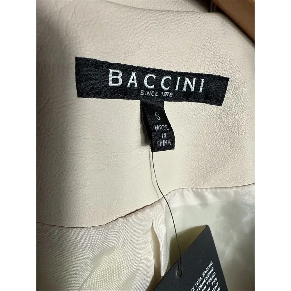Baccini Faux Leather Jacket Women’s Small Feminine Fit Cream Off White Beige NWT - Picture 5 of 9